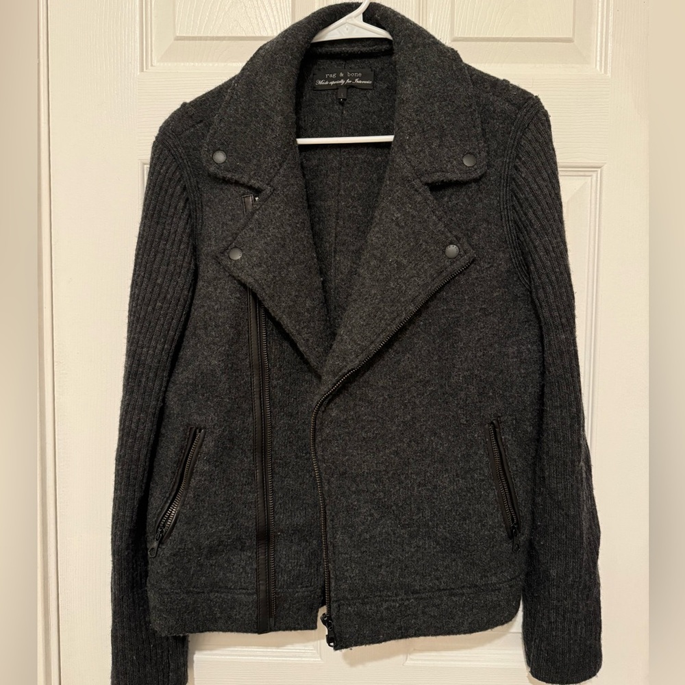 Rag & Bone Motor Biker Jacket Wool Size Large